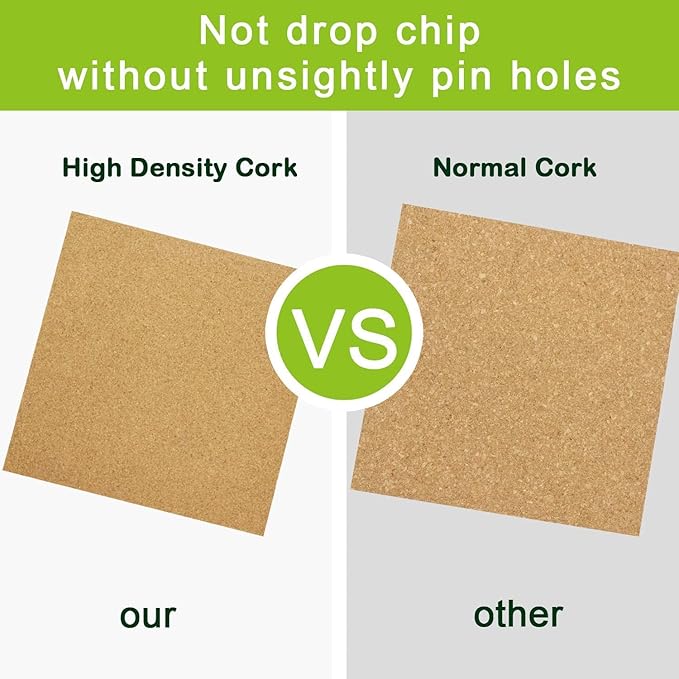 Cork Board Tiles 12"x12" - 1/2" Thick 10 Pack Cork Board Square Bulletin Boards Self Adhesive Corkboards for Walls Pin Boards Corkboards for Office Home School Decor