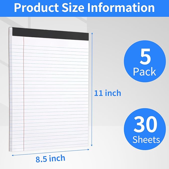 WINKIO Legal Pads Refills Note Pads, Writing Pads, Memo Pads Lined Writing Note Pads Letter Size Legal Pad College Ruled Pads Legal Rule for School Office Supplies