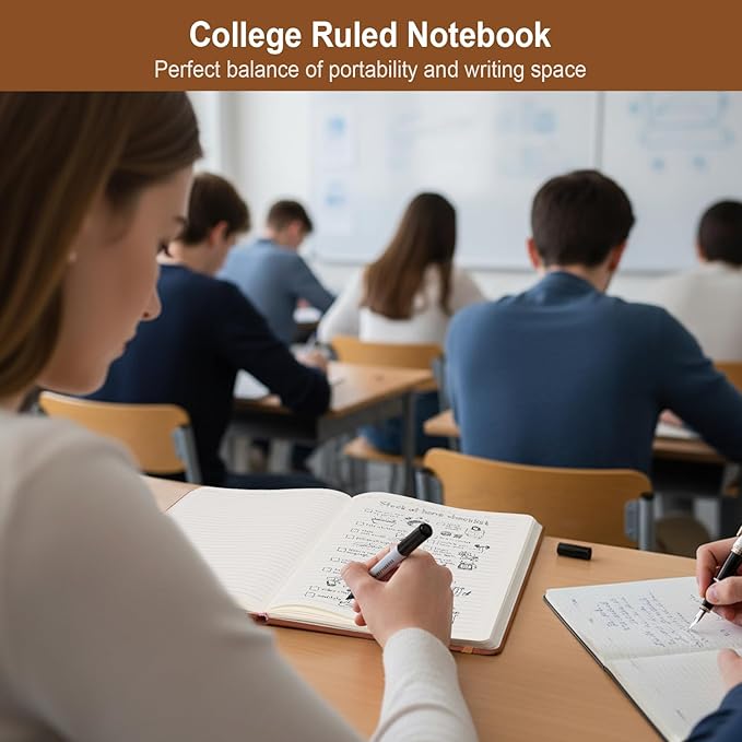 Vivin B5 College Ruled Notebook for Work,6.9"x9.8" Leather Hardcover Journal,192 Pages Professional Lined Notebook for Office & Business