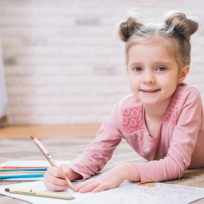 5PCS Retractable Gel Pens Set, Quick Dry Black Ink Fine Point Soft Touch Roller Ball Gel Ink Pen for Smooth Writing (Macaron Color)