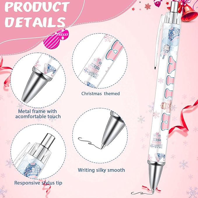 Christmas Nutcracker Ballpoint Pens Gifts - 24 Pcs Merry Christmas Pens Set Retractable Smooth Writing Pen Bulk Gift for Women Men Office Classroom Home Students Teacher Bookish School Party Supplies