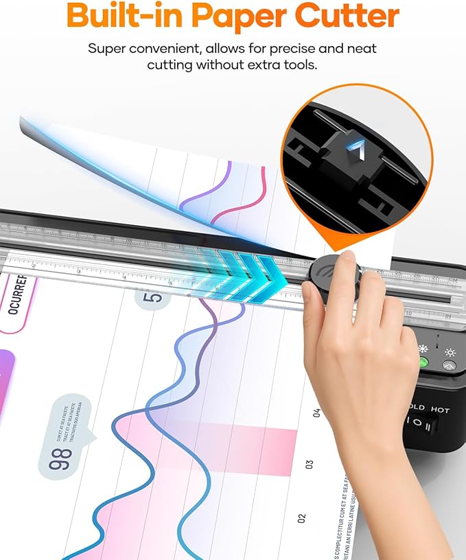 Kejector Laminator Machine, 9 Inch with 20 A4 Sheets Thermal and Cold Lamination Built in Cutter Quick Warm Up for Home Office School