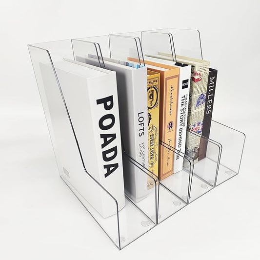 Vertical File Holder, 4 pack Clear Plastic Document Organizer and Clear Magazine Organizer, Multi-purpose Document Organizer for Home Office