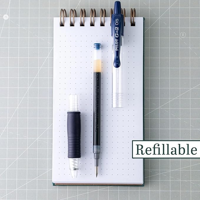 G2 Retractable Premium Gel Ink Roller Ball Pens Extra Fine Point (.5mm) Black Ink 3 pack; Refillable & Premium Comfort Grip Bundle with Plastic Reusable Pouch
