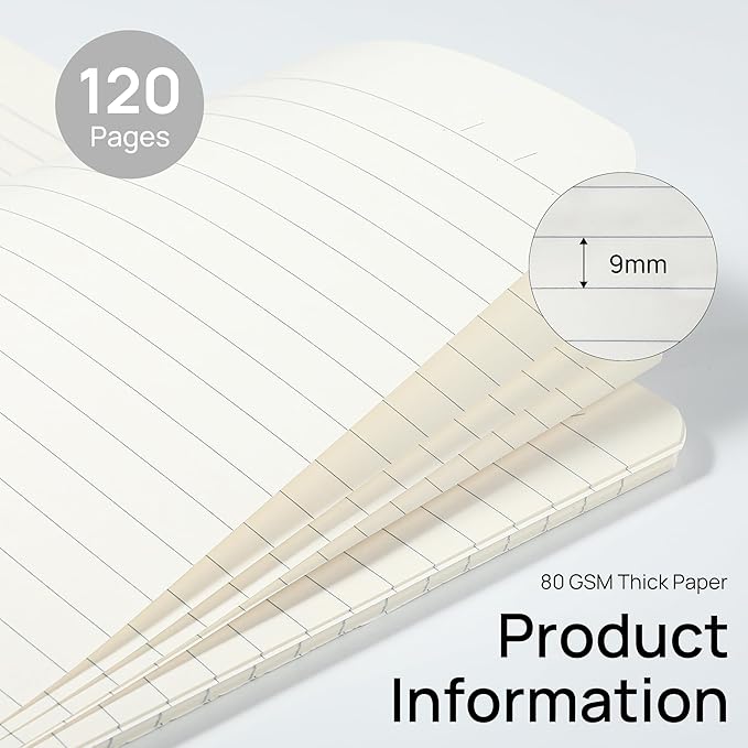 miikoul 12 Pack A5 Spiral Lined Notebooks, 8.3" X 5.5", 60 Sheets/120 Pages Wide Ruled Notebook Spiral Journals Bulk Paper Cover Notepad 12 Colors for Students Taking Class Notes Home Office Gift