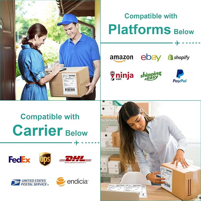 MFLABEL® Round Conrner Half Sheet Shipping Labels 2-UP Click-n-Ship Mailing Postage Labels(2000Labels)