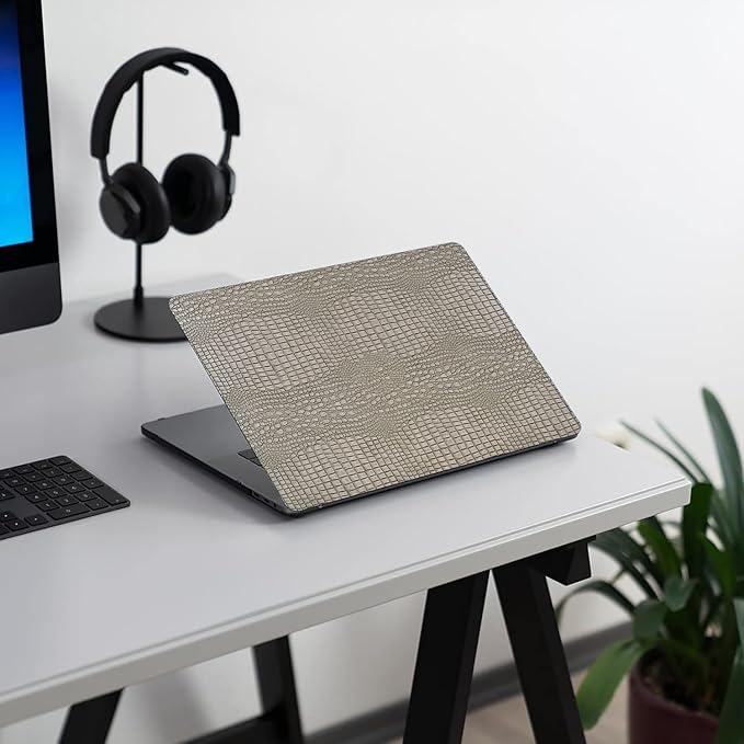 DTangLsm Compatible with MacBook Air 13 inch Case 2025 2024-2022 M4 M3 M2 A3240 A3113 A2681, Crocodile Skin Alligator PU Leather Hard Shell Case and Keyboard Cover, Silver