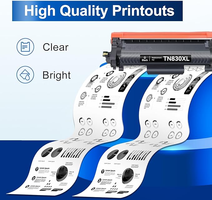 InkNI Compatible Toner Cartridges Replacement for Brother TN830XL TN830 TN 830 XL Toner Cartridges Work for HL-L2460DW DCP-L2640DW HL-L2480DW HL-L2400D HL-L2405W MFC-L2820DW Printer (Black, 2 Pack)