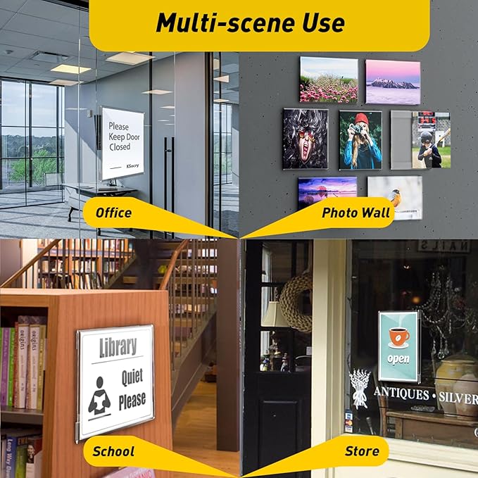 KSacry 20 Pcs Acrylic Sign Holder 8.5 x 11, Vertical Wall Mount Sign Holders with 3M Adhesive, Clear Plastic Frames Paper Display Sign Holders for Office, Home, Store, Restaurant - No Drilling