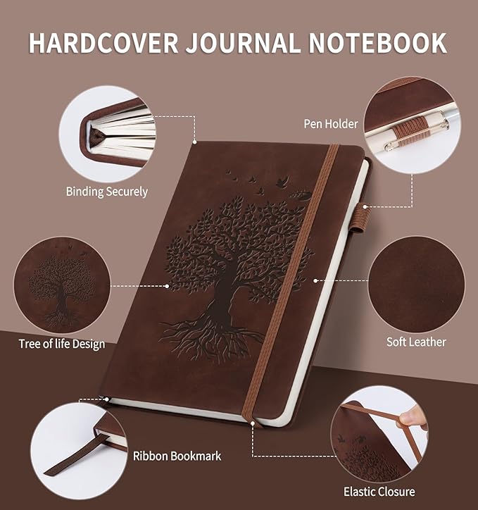 Lined Journal Notebook for Women Men, A4 Hardcover Leather Journals for Writing, 200 Pages Thick Paper, Daily Journal Notebook for Work, School, Note Taking, Business, Travel, College Ruled