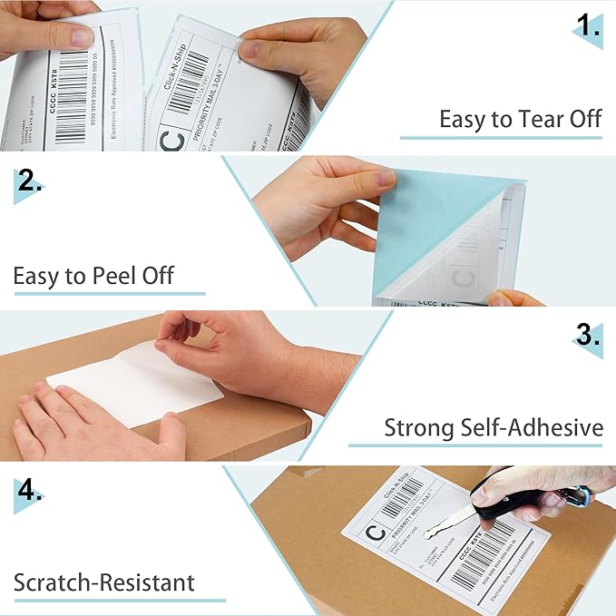 L LIKED 4000 Fanfold 4 x 6 Thermal Labels, with Perforated Line Shipping Labels, Compatible with Zebra & Rollo Printer, Commercial Grade