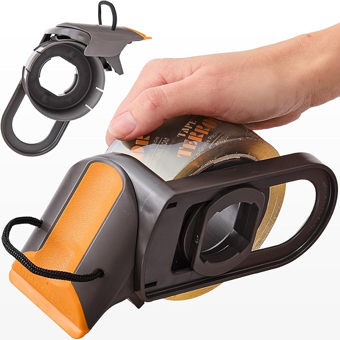 Packing Tape Dispenser - Heavy Duty Shipping Tape Dispenser for Boxes, Refillable, Fits Standard Bulk Tapes Up to 2" Wide - Razor-Sharp Cutting Packaging Tape Dispenser (1-Count)