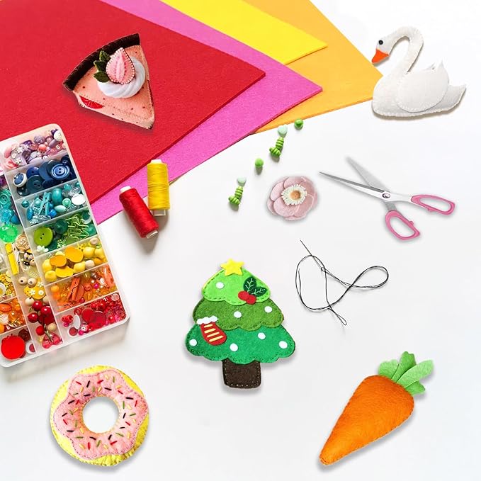 24 Rolls 11.8 x 35.4 Inch Wool Blend Felt Sheets for Crafts, 8 Color 1mm Thickness Red Pink Assorted Stiff Felt Rectangle Bulk for Sewing Patchwork School DIY Projects Decoration