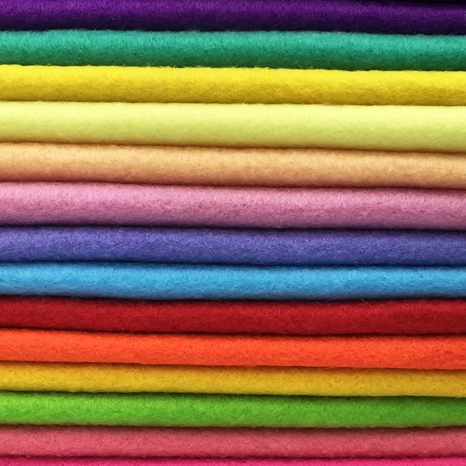 28pcs Thick 1.4mm Soft Felt Fabric Sheet Assorted Color Felt Pack DIY Craft Sewing Squares Nonwoven Patchwork (25x25cm)