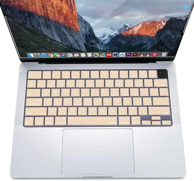 MOSISO Keyboard Cover Skin Compatible with MacBook Air 15 inch M3 A3114 M2 A2941/Air 13.6 A3113 A2681/Pro 14/16 M4 M3 M2 M1, Apricot