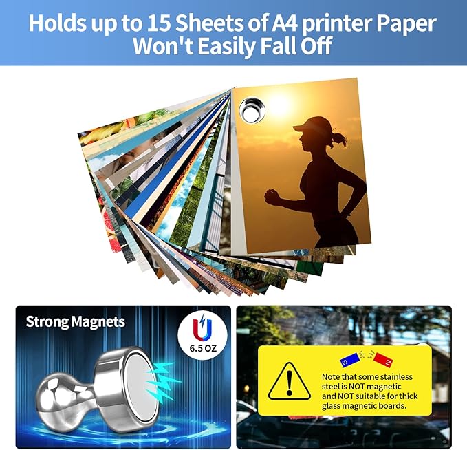 24Pack Strong Fridge Magnets - Small Push Pin Magnets for Whiteboard, Classroom, Office, Refrigerator