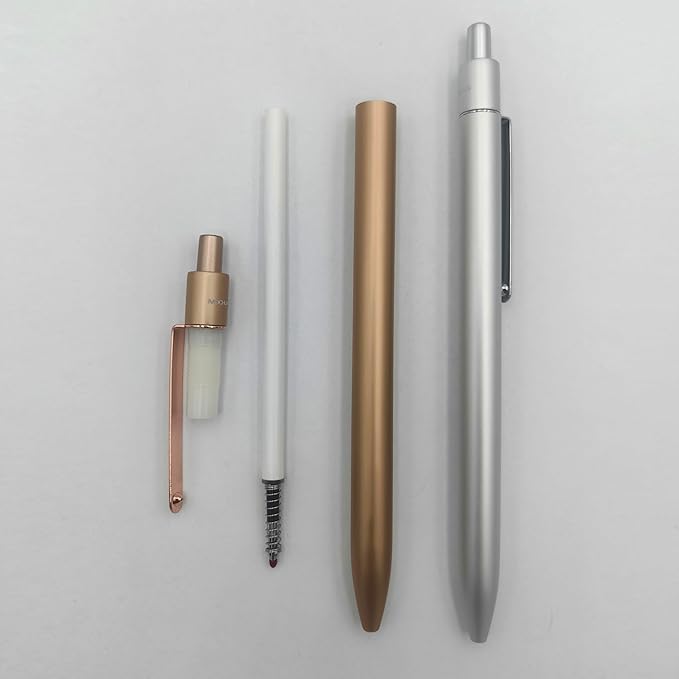 Pens 0.5MM Retractable Metal Gel Pen, Rose gold and silver gray fancy pen Premium Metal Barrel nice pens Smooth Writing Archival Ink Leak-Proof, Ideal office Gift Set,sisters, lovers - 2 Pens.