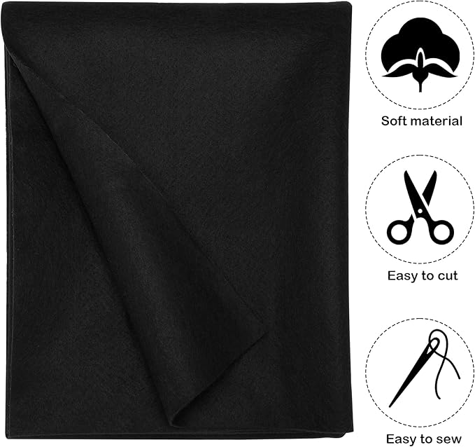 1.4mm Thick Felt Sheets – 1 Yard x 1 Yard Soft Felt Fabric by The Yard for DIY, Sewing & Crafts Solid Color (Black)