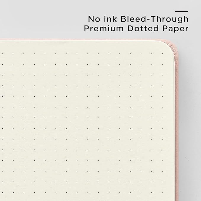 &And Per Se Dotted Journal Notebook, A5 Hardcover Leather Bullet Dotted Journal, 160 Pages 100 gsm Thick Paper, 3 Sheets of Stickers Included- 5.7'' x 8'' (Violet)