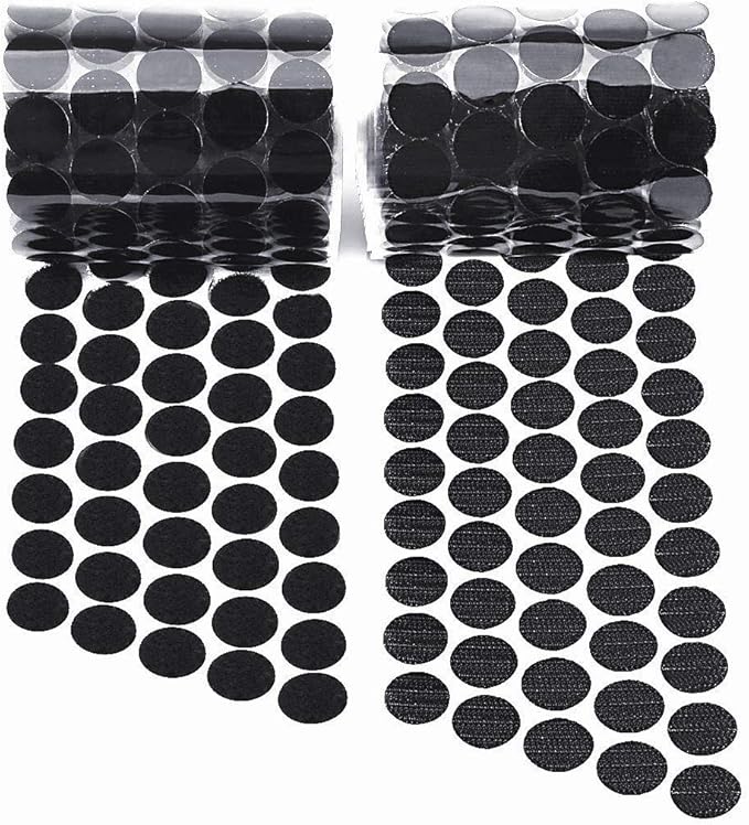 Self Adhesive Dots, Strong Adhesive 1600pcs(800 Pairs) 0.59 inch Diameter Sticky Back Hook Nylon,Loop Strips with Waterproof Sticky Glue Tapes for Classroom, Office, Home(Black)