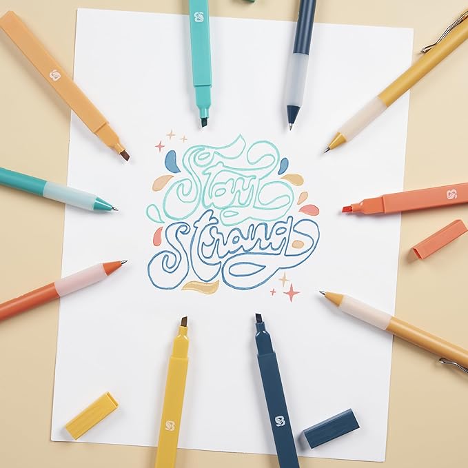 BLIEVE Aesthetic Highlighters and Gel Pens And Soft Tip, No Bleed Dry Fast Easy to Hold, for Bible Journaling Planner Notes School Office Supplies (Vintage)