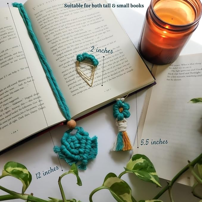 Set of 3 Whimsical Bookmark | Book tabs Classroom Must Haves Crochet Flower Bookmark Paper Clips Bullet Journal Tassels for Bookmarks Cute Things Teacher Must Haves