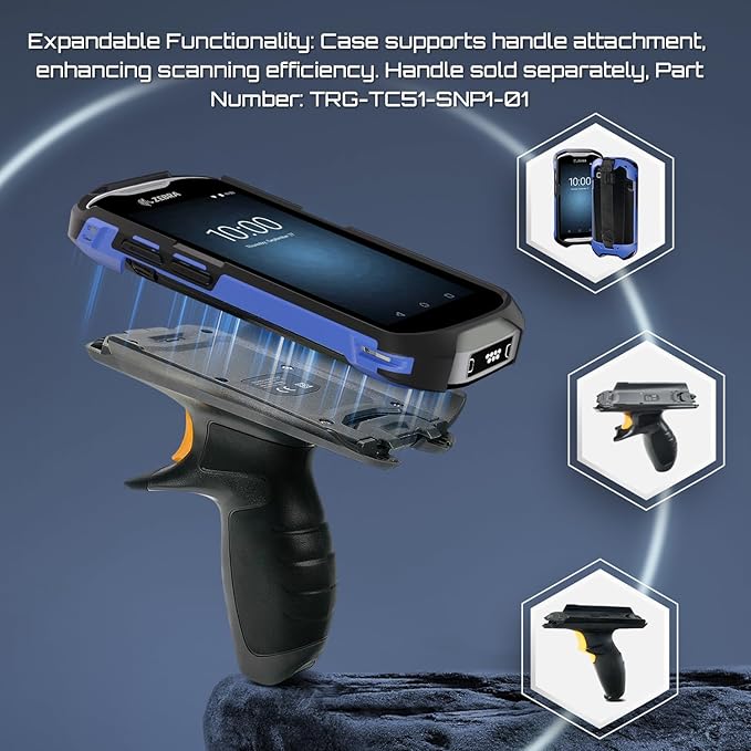 TC51 TC52 TC56 TC57 TC510K Case with Hand Strap - Protective & Ergonomic for Zebra Handheld Barcode Scanners SG-TC5X-EXO1-01 SG-TC5X-EXONHS-01 (Blue)