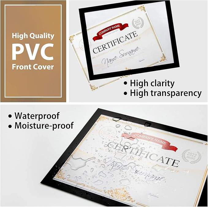 8.5"x11" Magnetic Sign Holder, Double Sided Window Self-Adhesive Frame, Transparent PVC and Strong Magnetic Display Frame for Home/Office/Poster/Certificate/Child Artwork Display (Black,6Pack)