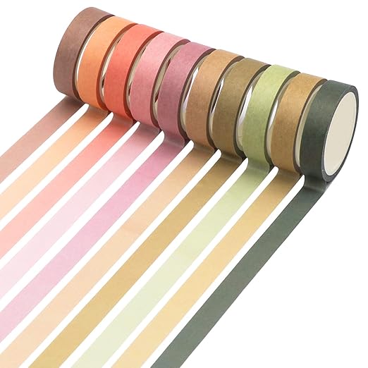 Knaid 40 Rolls of Slim Washi Tape Gift Box Set, Decorative Paper Tapes 10 mm Wide for Scrapbooking, DIY Arts and Crafts, Bullet Journal, Planner, Junk Journal, Notebooks (Pastel)