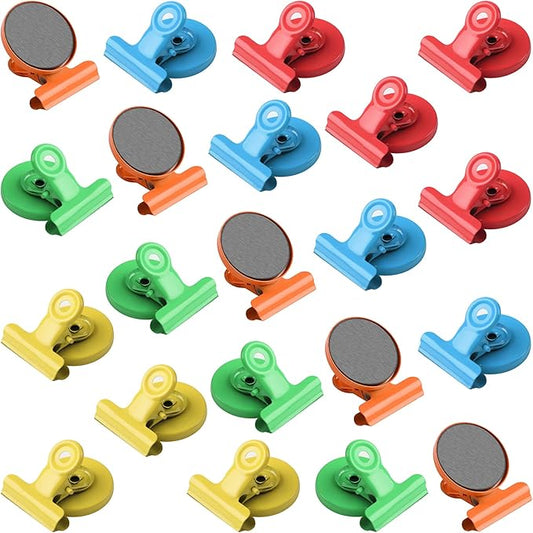 VNDUEEY 20 Pack Multicolor Magnetic Clips Fridge Magnets Refrigerator Magnets, Magnet Clips Whiteboard Magnets, Magnetic Paper Clips for Home, School, Office, Locker