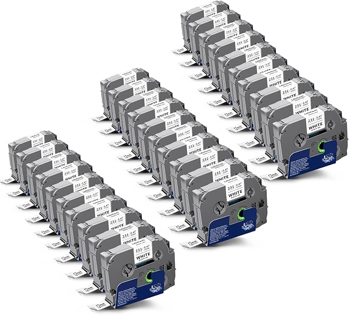 Value Pack TZe TZ Tape 12mm 0.47" Laminated Black on White Compatible for Ptouch Tape 1/2 Inch Refills for P Touch PT-H110 D210 D220 D400 D600 Label Maker, 30-Pack