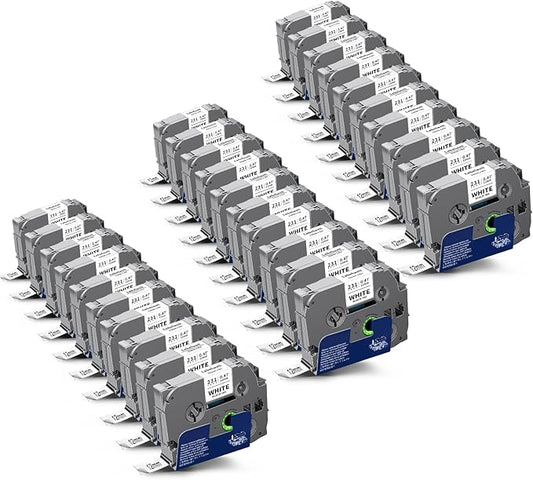 Value Pack TZe TZ Tape 12mm 0.47" Laminated Black on White Compatible for Ptouch Tape 1/2 Inch Refills for P Touch PT-H110 D210 D220 D400 D600 Label Maker, 30-Pack