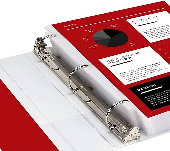 3 Ring Binder, 3" Professional Angle D-Rings, Presentation Folder for Standard Pages with Inside Pockets, Customizable Clear View White Binder (6 Pack)