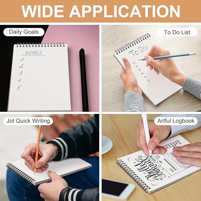 6 Pcs Dot Grid Notebook Top Spiral Notebook A5 Size Bullet Dotted Paper Hardcover Dot Journal 8.3''x 5.8'' 140 Pages Spiral Notepads for Sketching Drawing Writing School Office (Brown)