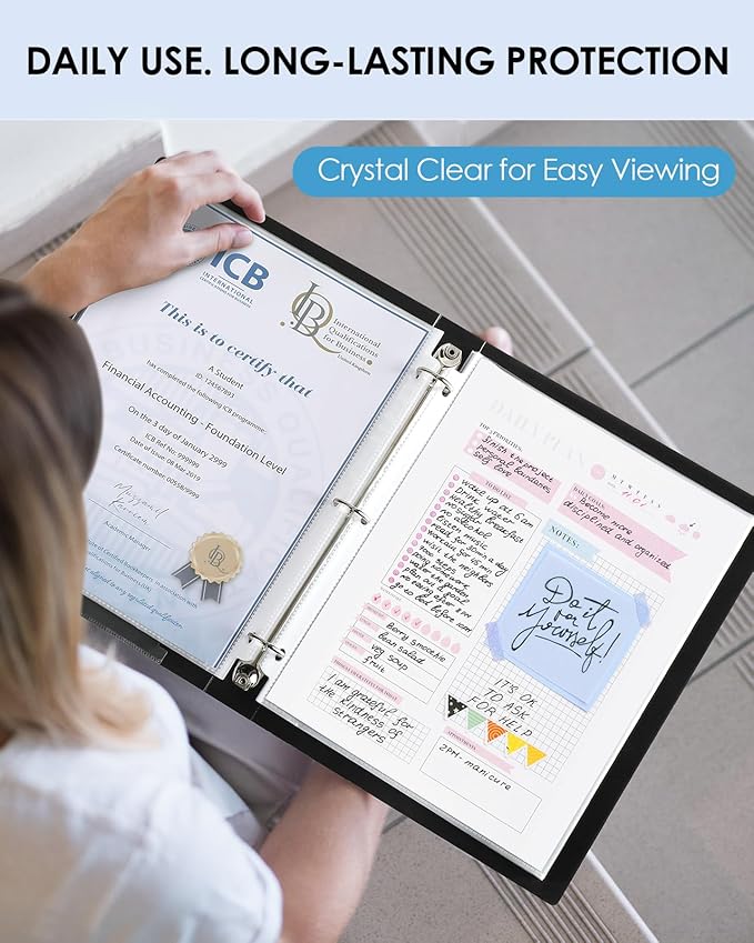 KTRIO Sheet Protectors 8.5 x 11 inch, Clear Page Protector for 3 Ring Binder, Plastic Sleeves for Binders, Top Loading Paper Sheets Document Sleeve Letter Size, Office & Home, 50 Pack