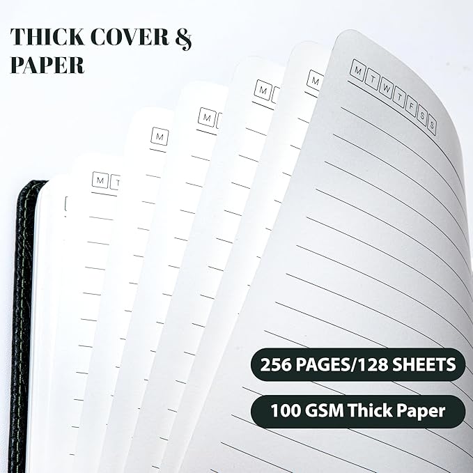 CAGIE Lined Journal for Men Women, Tree Growth Ring Leather Bound Journal Notebook 256 Pages 100 GSM Journals for Writing, A5 Hardcover Journaling Notebooks,2 Pack (Brown & Dark Green)