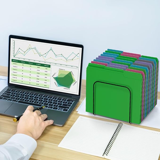 File Folder, HERKKA 120 Pack 1/3 Cut Tab File Folders, Letter Size, Assorted 6 Colors, Colored File Folders Designed for Office and Classroom Use