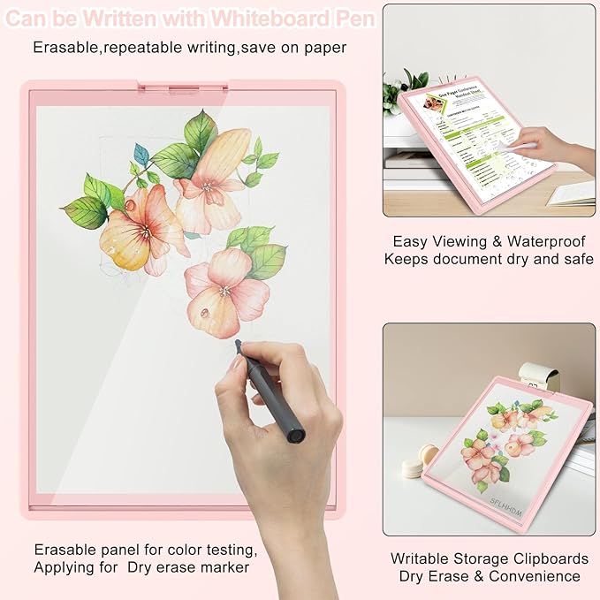 Clipboard with Storage,Three-Tier Box Clipboards(Letter Size),Storage Clipboard with Clip Form Holder Clipboards,Dry Erase Clip Boards 8.5x11 with Storage for Office School Supplies Clip Board-Pink