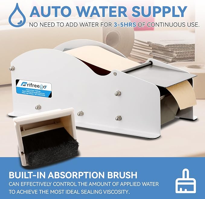 Water-Activated Tape Dispenser, Manual Width-Adjustable Kraft Gum Tape Dispenser for 0.98-3.54" Wide Tape, All-Body Steel Packing Tape Dispenser, Stable and Durable