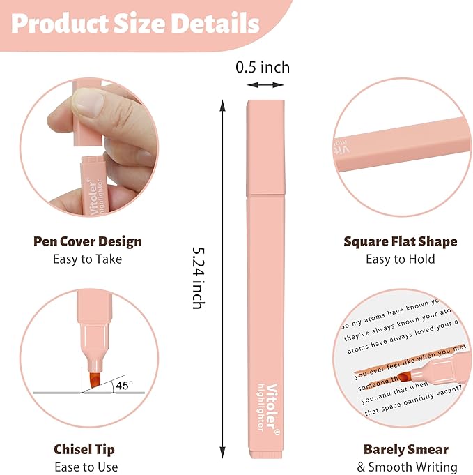 Bible Highlighters,10Pcs Chisel Tip Aesthetic Markers,Pastel Highlighters for Journaling Planner Notes School Supplies