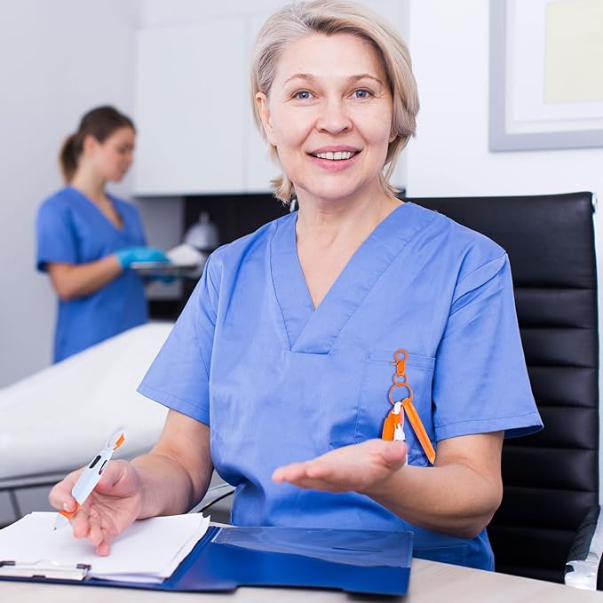 Sherr 25 Sets Retractable Nurse Pens with Mini Highlighter Permanent Marker Keychain Clip Badge Reel Pen Accessories for Nursing Students Medical Staff Office Stocking Stuffer Gift(Bright Color)