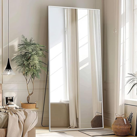 MELOMOIR 71"x32" Silver Mirror Full Length, Free Standing Mirror Leaning or Hanging, Silver Floor Mirror for Bedroom Living Room Home Gym Cloakroom, Thin Aluminum Frame, Tempered Glass, Silver