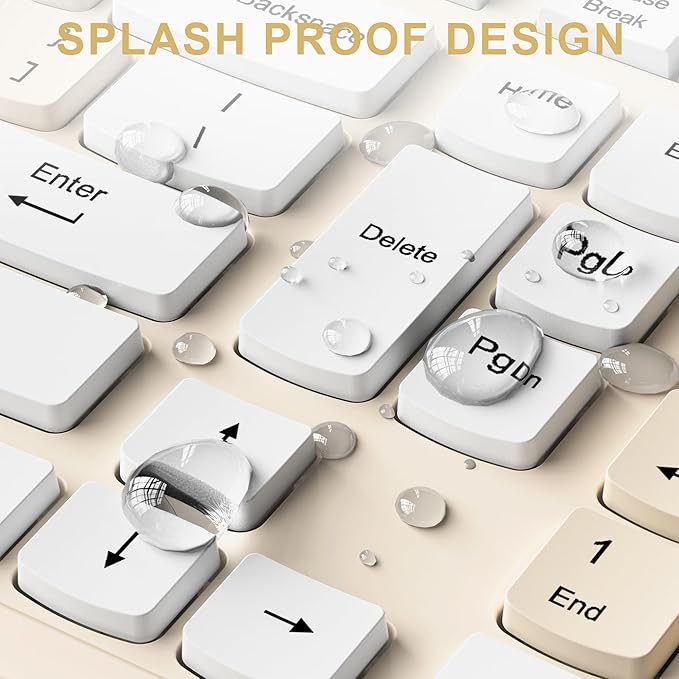 Wireless Keyboard and Mouse Combo, Full-Sized Wireless Keyboard and Adjustable DPI Mouse, 2.4GHz USB Receiver, Keyboard and Mouse for PC, Windows, Desktop, Laptop (Latte Color)