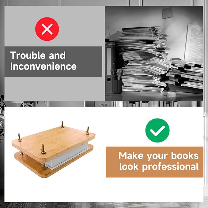 GeryVtee Wooden Book Press 11.6x7.87 inch Large Bookbinding Press Portable Binding Press for Binding Machine, Bookbinding Supplies for DIY Bookbinding Easy Assemble