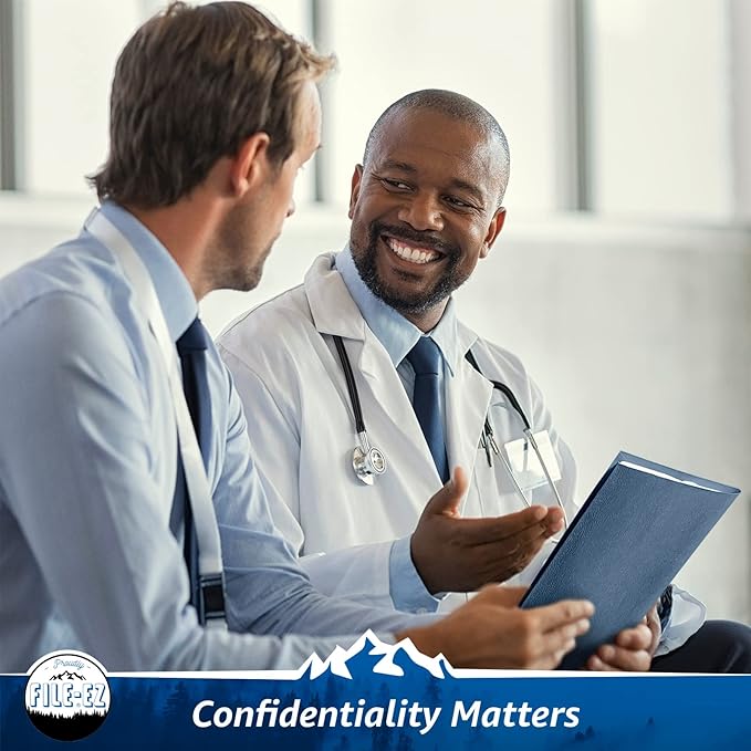 FILE-EZ Two-Pocket Folders, Dark Blue, 125-Pack, Textured Paper, Letter Size (EZ-32423)