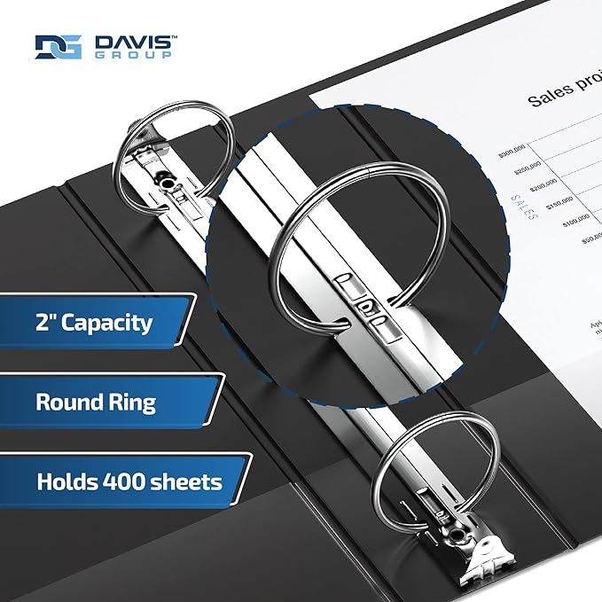 Premium Economy 6-Pack 3-Ring Binders for School or Office, Round-Ring Binders, 2 Inch, Black