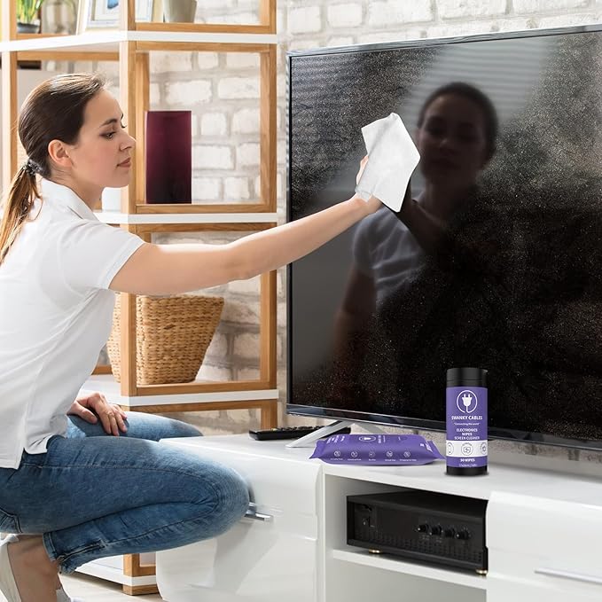 Screen Cleaner Wipes Bundle - Electronic Wipes for Screens, Computer, Phone, TV, Monitor and Lens, Tech Cleaning Supplies, Includes Microfiber Cloth - 2 Canister & 2 Soft Wipes