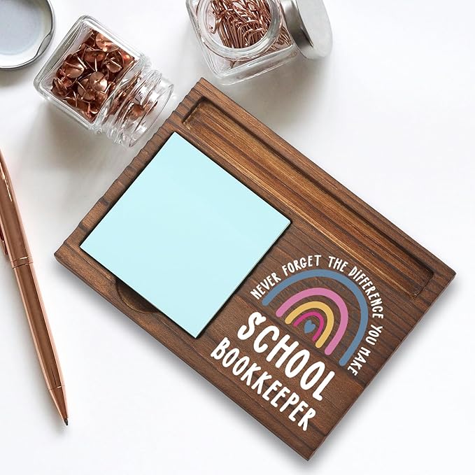 School Bookkeeper Gifts Sticky Note Holder, Thank You Gift for Bookkeeper, Finance Assistant, or Budget Clerk, Education Appreciation Week, Graduation or Holiday Recognition PB029