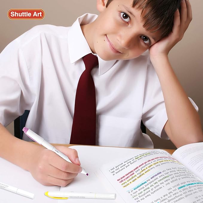 Shuttle Art 30 Colors Highlighters, Pastel Highlighter Pens Assorted Colors, Dual Tip Mild Color Highlighter Markers, Perfect for Teens, Kids and Adults Coloring, Underlining, Highlighting