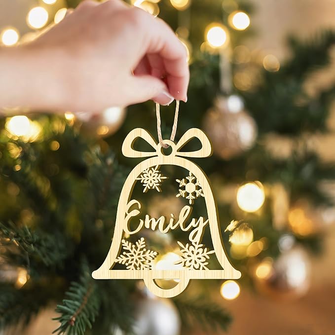 Personalized Christmas Ornaments with Name,Wooden Christmas Tree Ornaments 2025 with Custom Family Name for Kids Adults,Xmas Ornaments for Christmas Tree Gifts (02-Christmas Tree Ornaments)